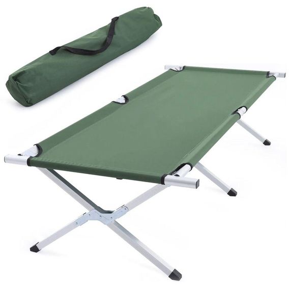 Ліжко розкладне для кемпінгу 189х70х45см, Зелений / Туристичне ліжко-розкладачка з чохлом