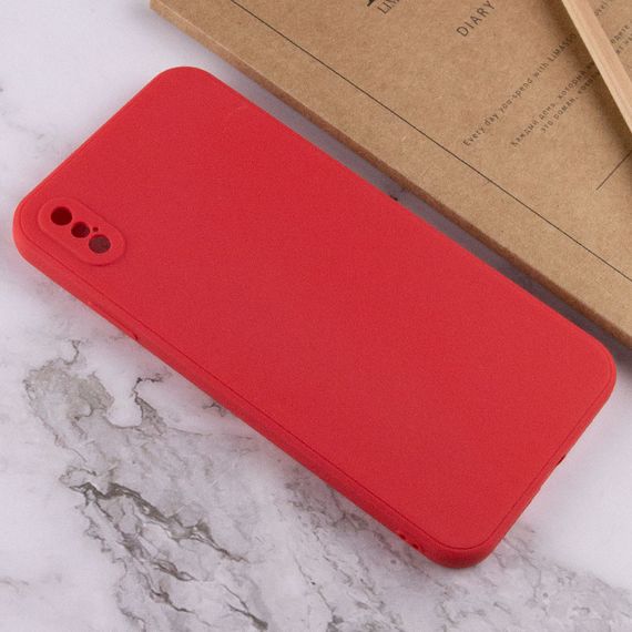 Силиконовый чехол Candy Full Camera для Apple iPhone X / XS (5.8") Красный / Camellia | Зображення 3