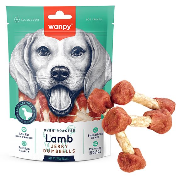 Ласощі для собак Wanpy Lamb Jerky Dumbell з ягнятком 100 гр