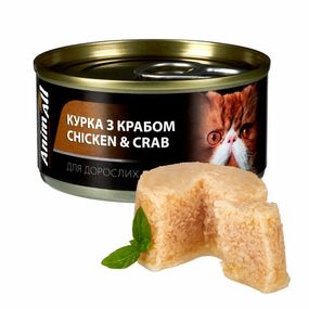 Вологий корм для котів з куркою та крабом Animall Cat Wet, 85 гр