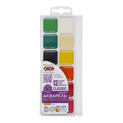 Краски для рисования ZiBi KIDS Line -2 Classic акварельные, 12 цветов (ZB.6584)