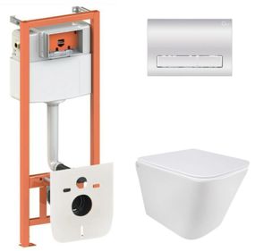 Набір Qtap Nest 4 в 1 підвісний унітаз Tern Ultra Quiet 490x365x325 + комплект інсталяції QT1733052EUQW45160