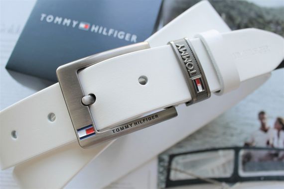 Мужской кожаный ремень Tommy Hilfiger white | Зображення 3