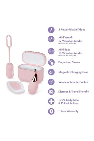 Набір вібраторів Blush Play With Me з пультом та кейсом, рожевий, 2 шт. Sex Aura | Зображення 4