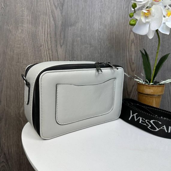 Сумка жіноча маленька через плече крос-боді стьобана стильна Сіра 1557С | Зображення 4