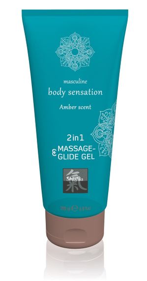 Лубрикант и массажное масло 2 в 1 HOT SHIATSU Massage-& Glide gel 2in1 Amber scent, 200 мл sexstyle