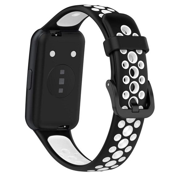 Силіконовий ремінець Primolux Perfor Classic для фітнес браслета Huawei Band 7- Black&White | Зображення 1