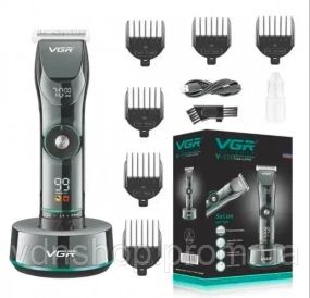 Потужна професійна стрижкова машинка з підставкою VGR V-256 / Універсальна машинка для стрижки волосся