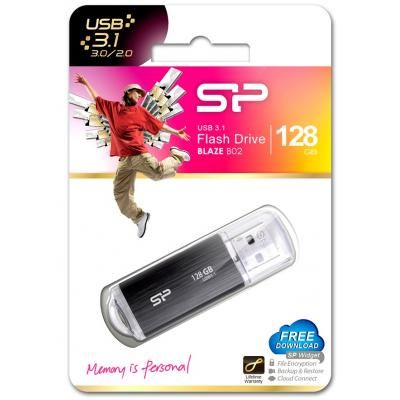 USB флеш накопитель Silicon Power 128GB Blaze B02 Black USB 3.0 (SP128GBUF3B02V1K) | Зображення 4