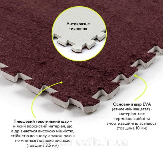Підлога-пазл плюшевий КОРИЧНЕВИЙ 60*60*1cm (D) SW-00002083 | Зображення 2