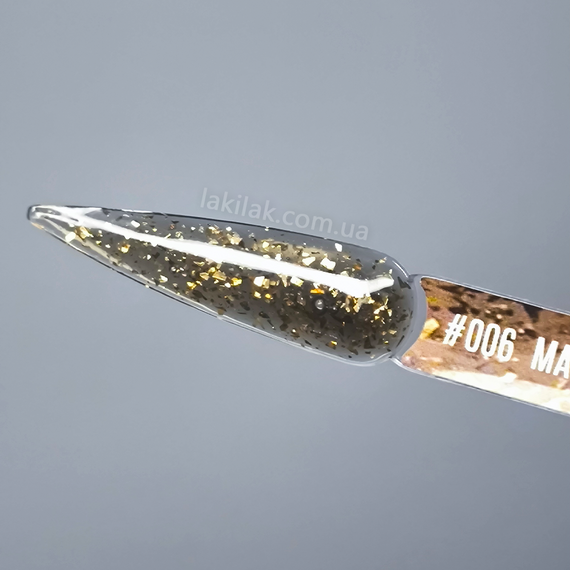 База для нігтів Victoria Avdeeva Magic Base 06 (глибокий графітовий із сяючою золотою поталлю) 12 мл HEMA & TPO FREE