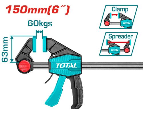 Струбцина TOTAL THT1340601 швидкозажимна, 63х150мм, 60кг