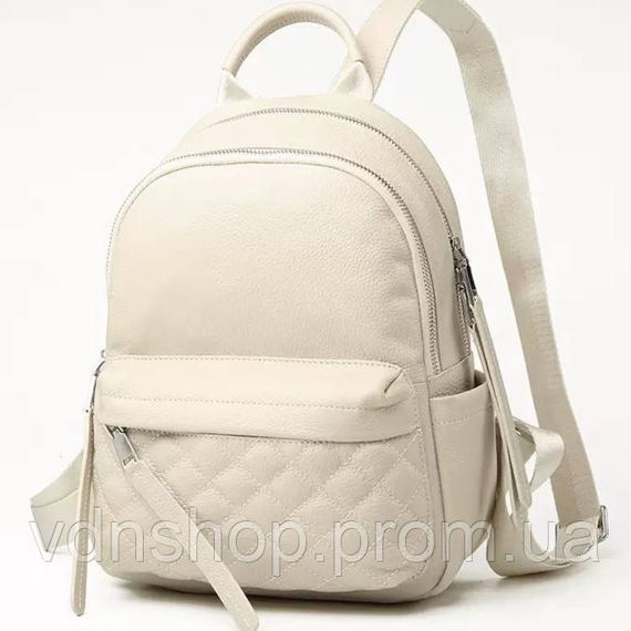 Женский кожаный наплечник городской 35х26х17, рюкзак из натуральной кожи, белый | Зображення 1