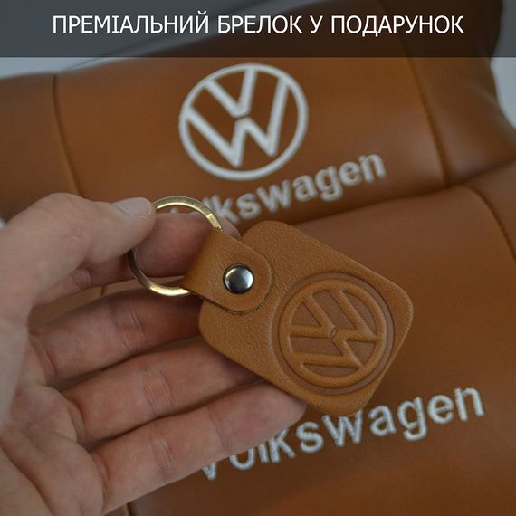 Набор подушек 2шт для автомобиля Volkswagen из натуральной коричневой кожи. Подушки на подголовник | Зображення 2