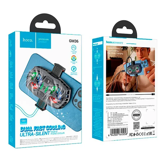 Кулер для охолодження для мобільного телефону Hoco GM36 | смартфона на IOS Android Андроїд |4.5-7" затискач| Чорний | Зображення 8