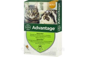 Краплі проти зовнішніх паразитів для котів та кроликів Elanco Advantage 40 до 4 кг ЦІНА ЗА 1 ШТ 17070