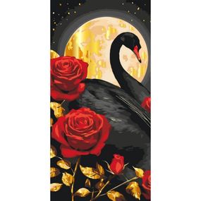 Картина по номерам "Черный лебедь" 11588-AC с металлизированными красками 40x80 см