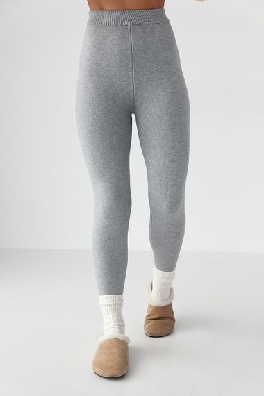 Трикотажні лосини з начосом - сірий цвет, ONE SIZE (є розміри)