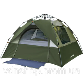 Намет автоматичний тримісний 2*2 (м) кемпінговий туристичний LU-0016GR Хакі