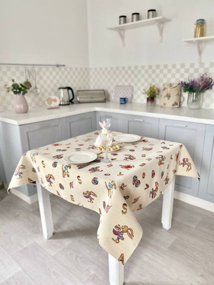 Скатертина гобеленова SK0067 Limaso, 137x260, Прямокутна, Великодній, Без люрексу, 75% поліестер, 22% бавовна, 3% акрил, Гобелен | Зображення 3
