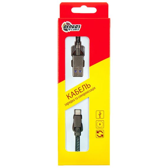 Дата кабель USB 3.0 AM to Lightning 1.0m 4A black Dengos (NTK-L-KPR-USB3-BLACK) | Зображення 1