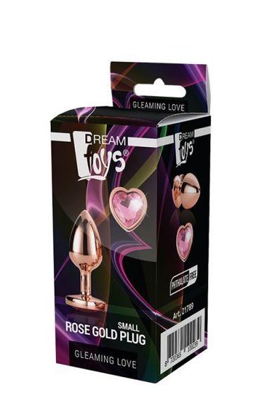 Dt21789 анальна пробка з серцем GLEAMING LOVE ROSE GOLD PLUG SMALL Sex Aura | Зображення 1