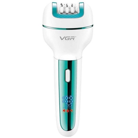 Жіночий бездротовий епілятор 3в1 VGR V-732 для ніг та зони бікіні з підсвічуванням та дисплеєм. Колір: зелений | Зображення 3