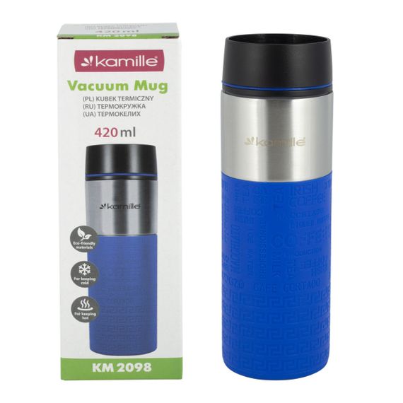 Термокружка Kamille KM-2098-Blue 420 мл синя | Зображення 4