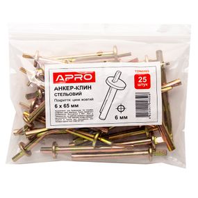Анкер-клін стельовий 6*65 Bierbach цинк жовтий (пач. 25 шт.) APRO TDN60651