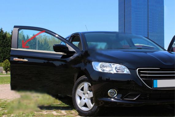 Окантовка вікон (нерж) 6 шт, Carmos (з квартиркою) для Peugeot 301 2012- рр | Зображення 1