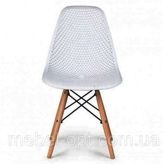 Стілець Сота білий перфорований пластик на дерев'яних ніжках, дизайн Charles Eames DSW | Зображення 3