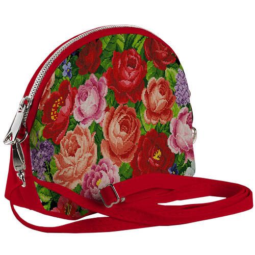 Сумочка маленька Coquette Цветочная вышивка с красным кожзамом 18x14x7 см (COQ_UKR020_KR)