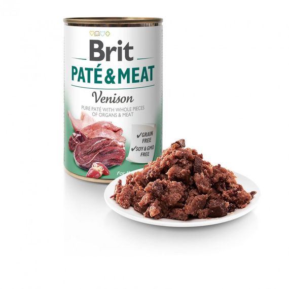 Корм вологий Brit Care Pate and Meat для дорослих собак з олениною 400 г | Зображення 1