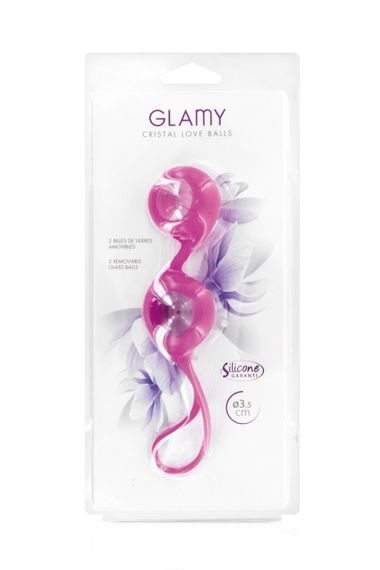 Стеклянные вагинальные шарики Glamy Cristal Love Balls для тренировки интимных мышц, розовые sexstyle | Зображення 2
