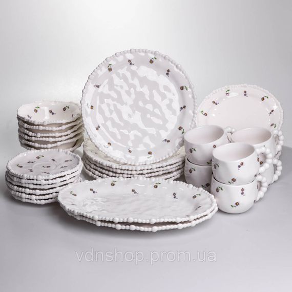 Столовый набор посуды тарелок и чашек 32 предмета на 6 персон Pearl фарфоровый YY78-4A