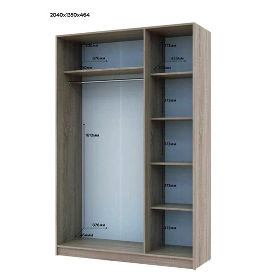 Комплект шкафов для одежды Doros Промо (2 шт.) 270х48х204 см Дуб сонома (DRS-011218) | Зображення 3