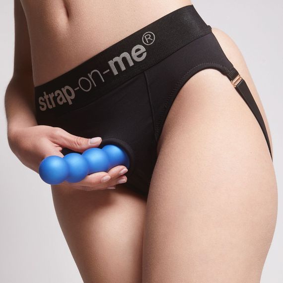 Насадка для страпона Strap-On-Me Dildo Plug Balls Blue Metallic XXL | Зображення 4