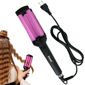 Тройная плойка для завивки волос 45Вт, Kemei KM-2022 / Щипцы для локонов с керамическим покрытием