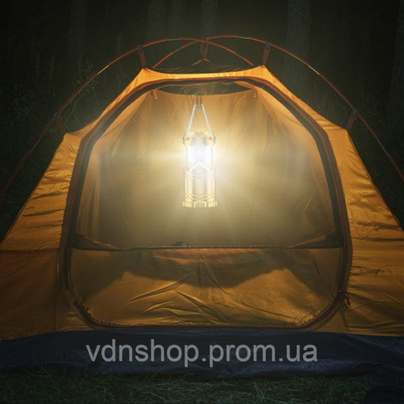 Ліхтар кемпінговий світлодіодний 36 Вт з USB зарядкою, ручкою та підвісом • Світильник туристичний HP-DT-1GOLD | Зображення 7