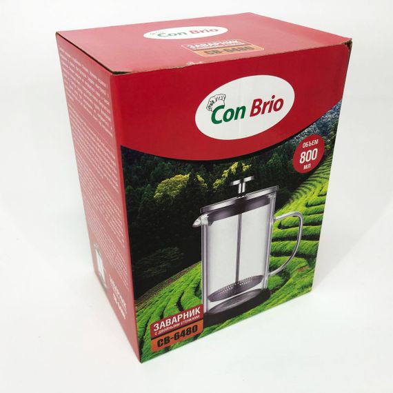 Френч-прес із подвійними стінками Con Brio CB-6480 800 мл, Заварник для чаю з пресом багаторазовий | Зображення 8