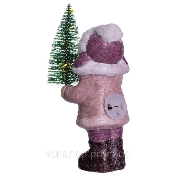 Новогодняя фигурка с подстветкой Девочка с елкой из фарфора 12×8×23 (см) новогодний декор для дома, квартиры, офиса CR-5-3 | Зображення 3