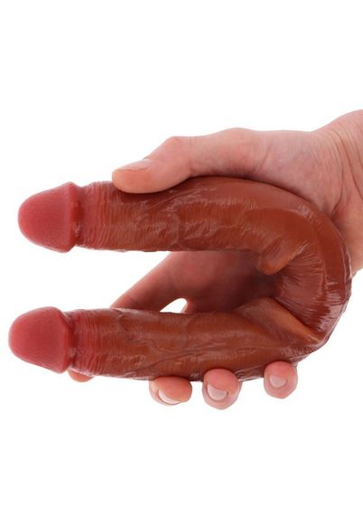 Силіконовий подвійний фалоімітатор ToyJoy Get Real з крайнім тілом, коричневий Sex Aura | Зображення 1