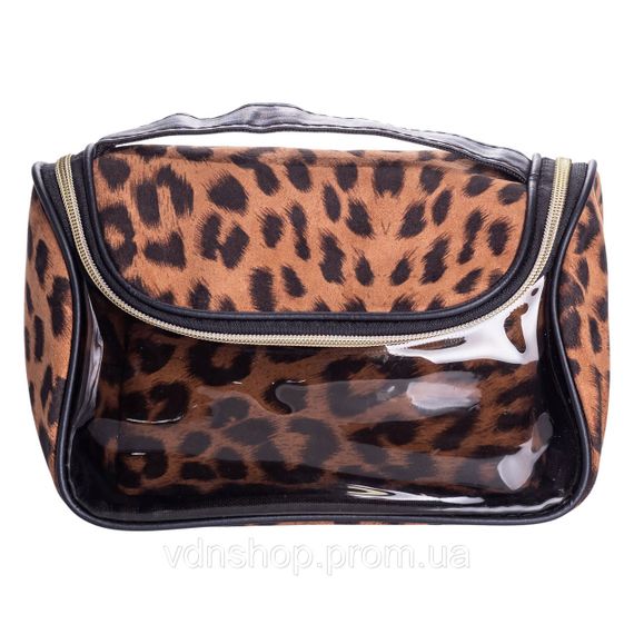 Набір велюрових жіночих косметичок для дому 2 (шт) дорожня косметичка в сумку для косметики, макіяжу, ліків, пензлів Леопард | Зображення 7