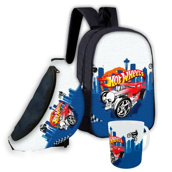 Набор детский Хот Вилс "Hot Wheels" рюкзак 36х27см сумка-бананка,кружка с принтом для мальчика (01614)
