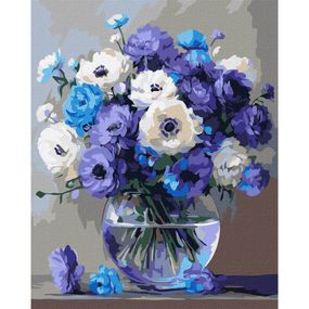 Картина по номерам "Букет голубых цветов" KHO3327, 40x50 см