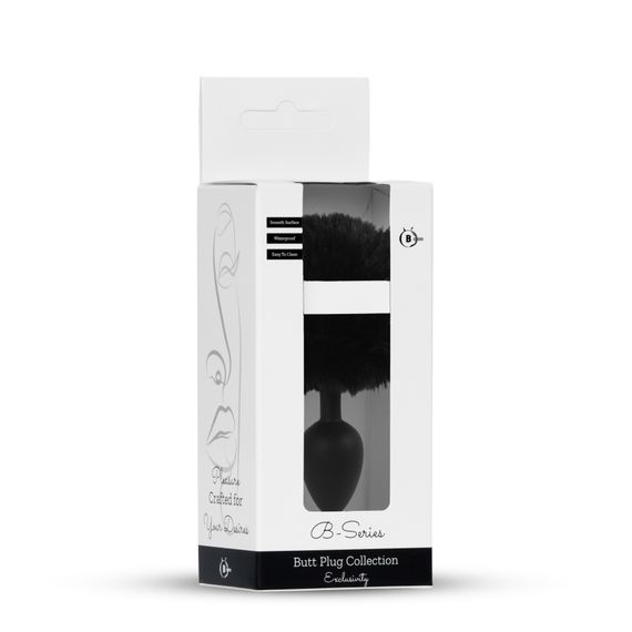 Анальна пробка - Bunny Tail Silicone Black Plug Black | Зображення 6