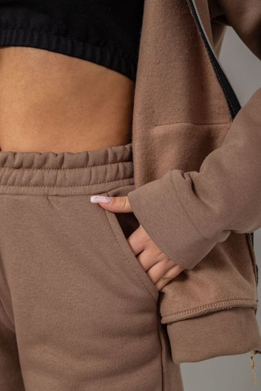 Спортивний костюм жіночий на флісі, колір мокко, 244R7777 | Зображення 6