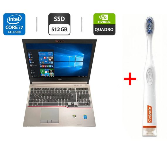 Мобільна робоча станція Б-клас Fujitsu Celsius H730 / 15.6" (1920x1080) TN / Intel Core i7-4900MQ (4 (8) ядра по 2.8 - 3.8 GHz) / 16 GB DDR3 / 512 GB SSD / nVidia Quadro K2100M, 2 GB GDDR5, 128-bit / WebCam б/в + Подарунок Зубна щітка Colgate / Bluetooth