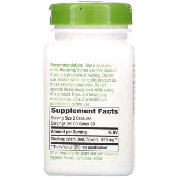 Комплекс для сну Nature's Way Scullcap Herb 425 mg 100 Veg Caps NWY-16900 | Зображення 1