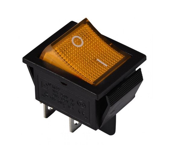 Перемикач KCD2-201N Y/B 220V 1 клавіша жовтий з підсвічуванням Ny95500772